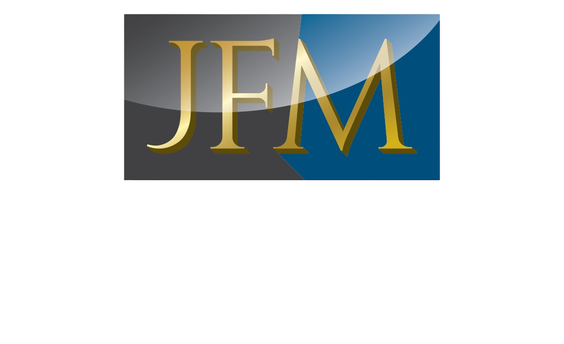 Logo of JFM Mart Law Firm LLC with gold and blue colors.