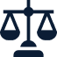 Scales of justice icon on black background.